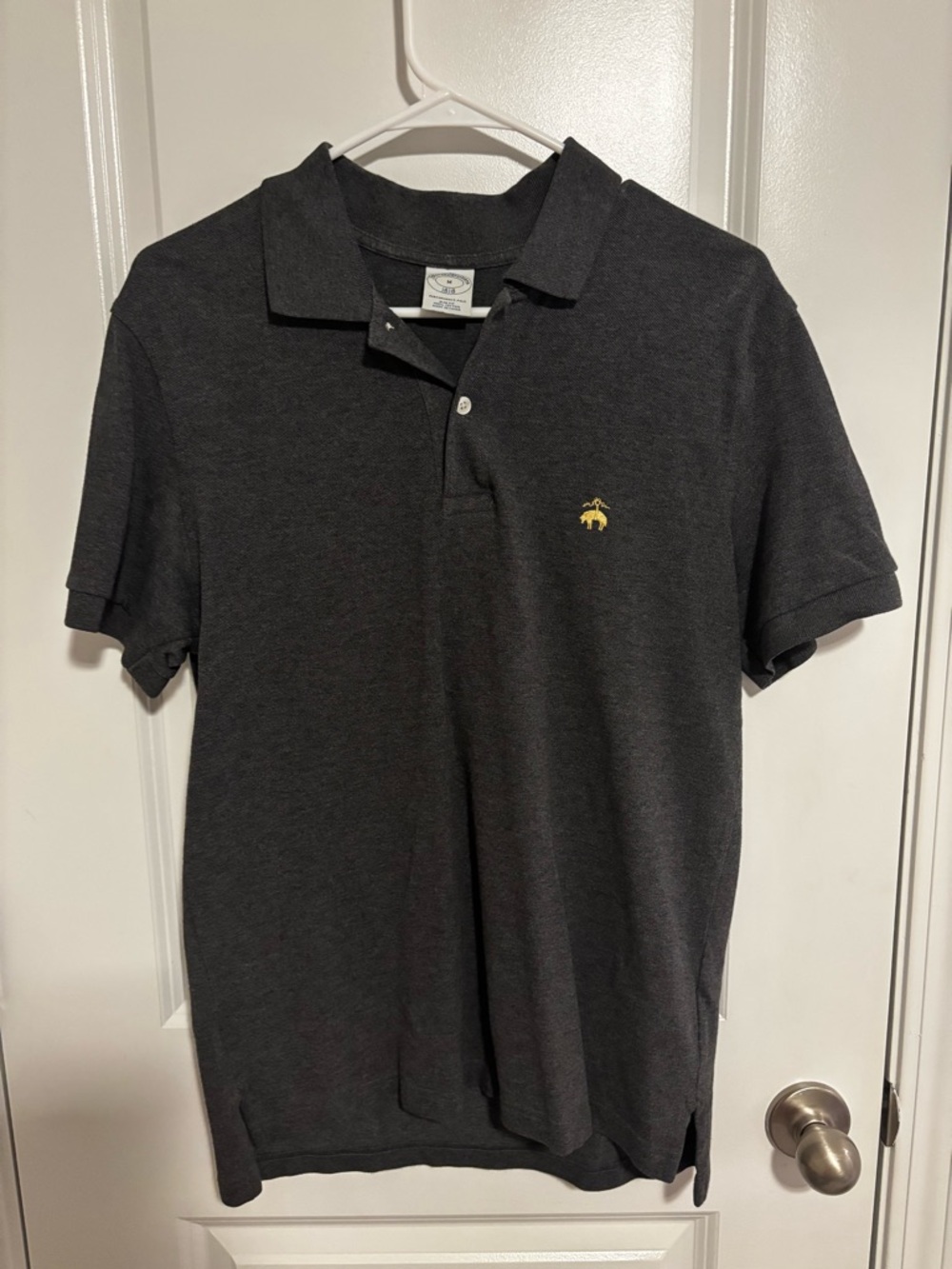 Brooks Brothers Charcoal Polo with Yellow Embroidered Logo